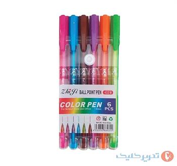 خودکار رنگی کیف دار خارجی بسته 6 عددی