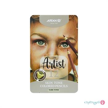 12 رنگ جعبه فلزی تخت رنگ پوست تیره آرتیست آریا 3907