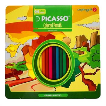 مداد رنگی پیکاسو 24 رنگ جعبه فلزی تخت