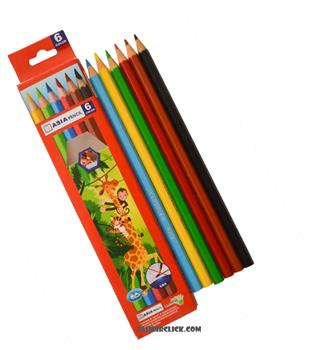 مداد رنگی آسیا 6 رنگ جعبه مقوا پلیمری