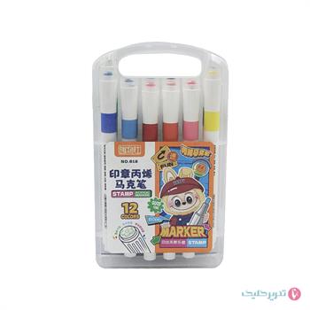  ماژیک 12رنگ اکرولیک جعبه طلقی مهردار 618