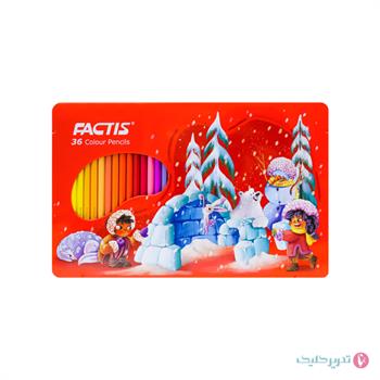 مداد رنگی 36 رنگ جعبه فلزی تخت فکتیس