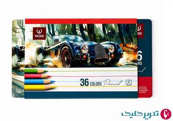 مداد رنگی 36 رنگ جعبه فلزی تخت ووک  36ـ9800 